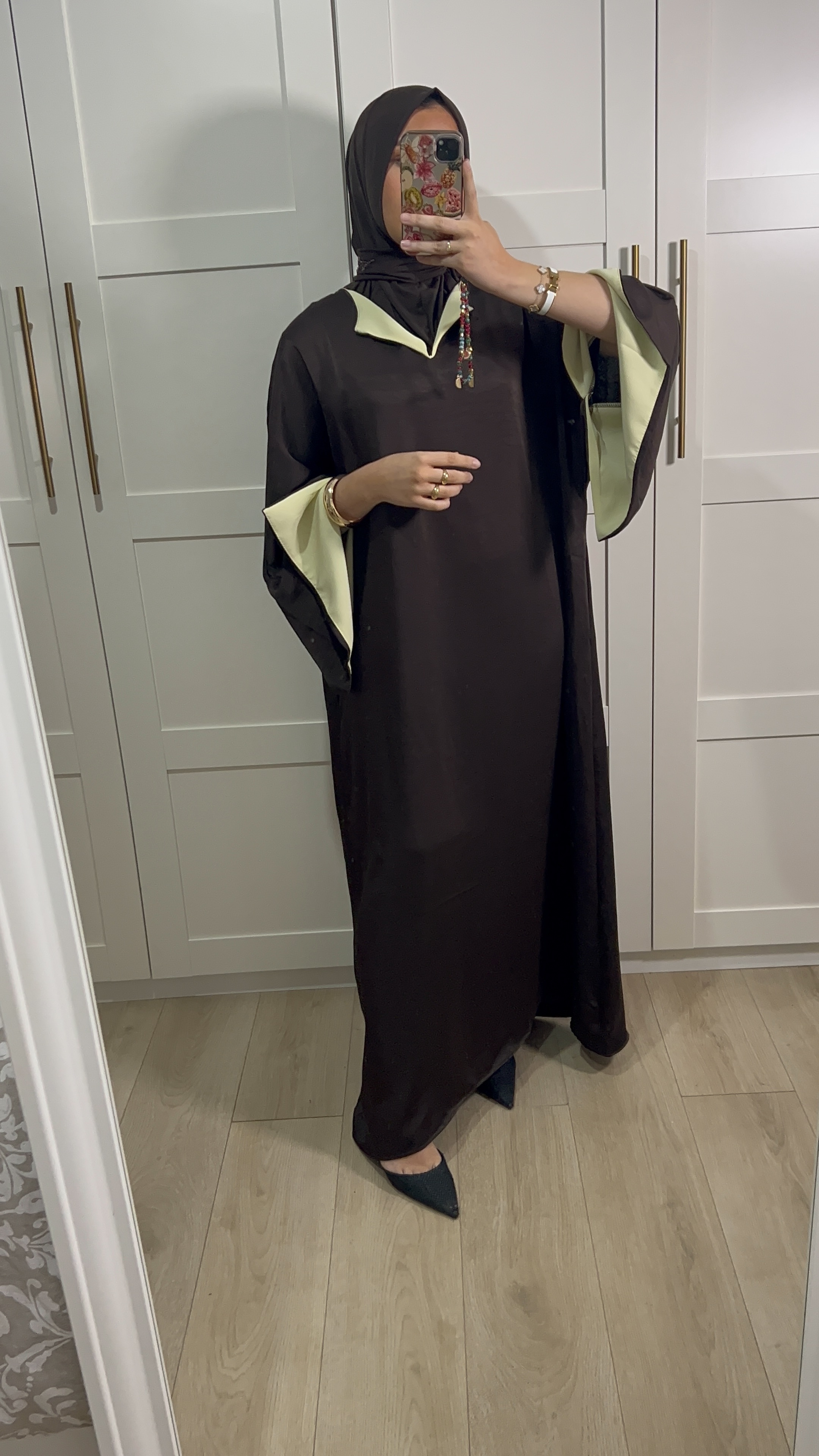 Abaya Marron et jaune